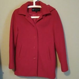 Red wool peacoat